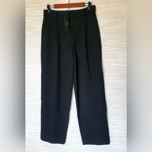 Banana Republic Double Weave Pleated Relaxed Straight Pants Black Size 2 $120 - Picture 9 of 13